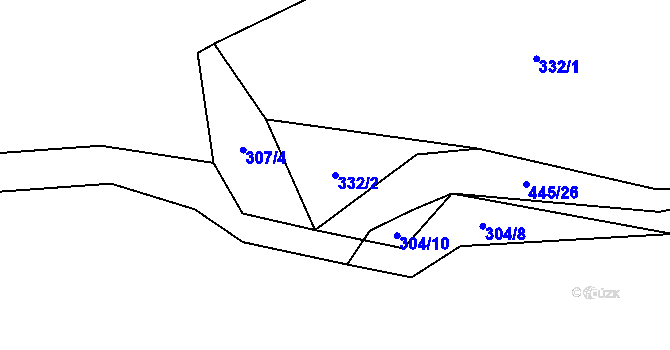 Parcela st. 332/2 v KÚ Mešno, Katastrální mapa