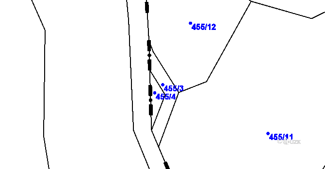 Parcela st. 455/3 v KÚ Mešno, Katastrální mapa