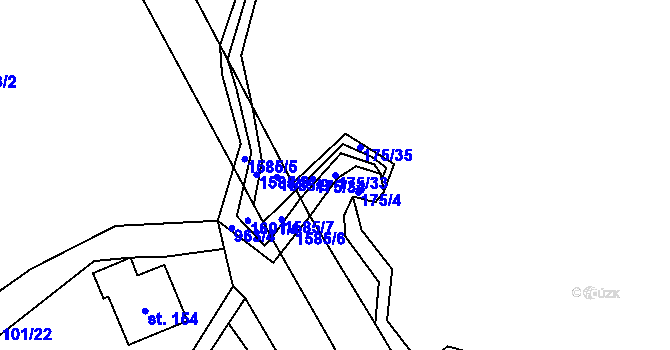 Parcela st. 175/33 v KÚ Mešno, Katastrální mapa