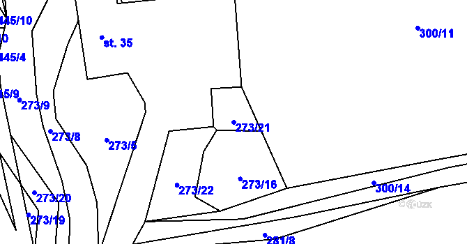 Parcela st. 273/21 v KÚ Mešno, Katastrální mapa