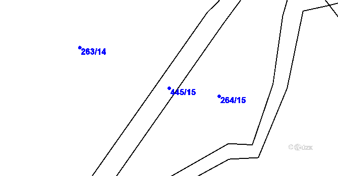 Parcela st. 445/15 v KÚ Mešno, Katastrální mapa