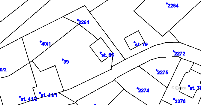Parcela st. 55 v KÚ Metly, Katastrální mapa