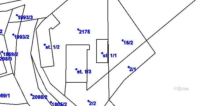 Parcela st. 1/1 v KÚ Metylovice, Katastrální mapa