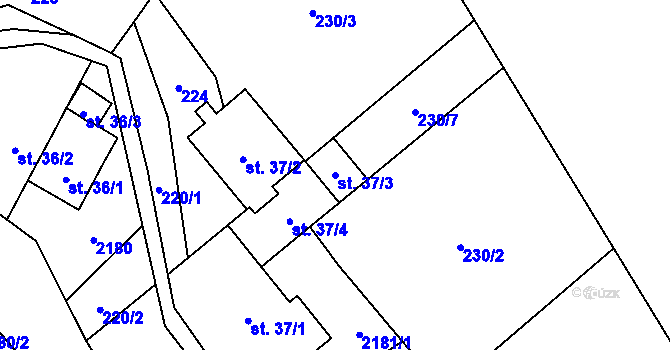 Parcela st. 37/3 v KÚ Metylovice, Katastrální mapa