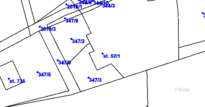 Parcela st. 52/1 v KÚ Metylovice, Katastrální mapa