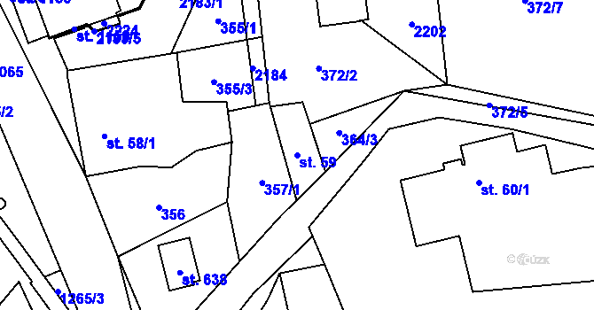Parcela st. 59 v KÚ Metylovice, Katastrální mapa