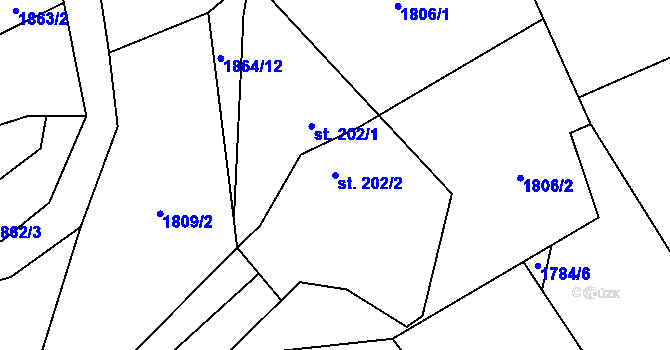 Parcela st. 202/2 v KÚ Metylovice, Katastrální mapa