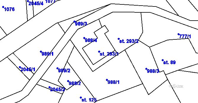 Parcela st. 293/1 v KÚ Metylovice, Katastrální mapa