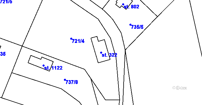 Parcela st. 322 v KÚ Metylovice, Katastrální mapa