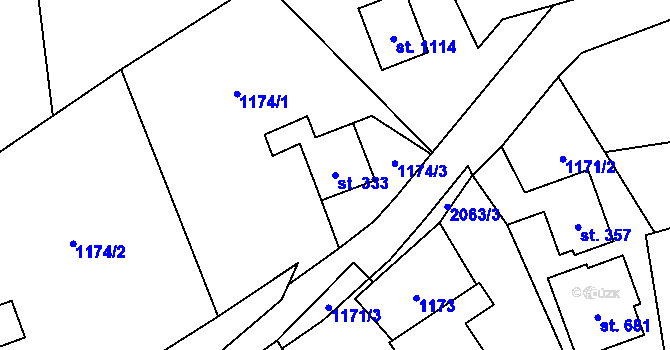 Parcela st. 333 v KÚ Metylovice, Katastrální mapa
