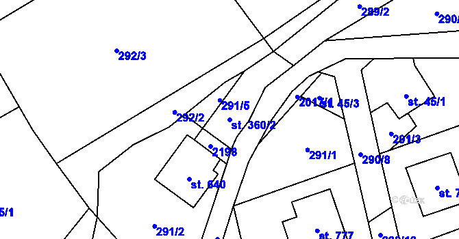 Parcela st. 360/2 v KÚ Metylovice, Katastrální mapa