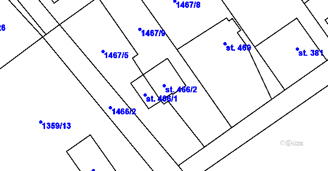 Parcela st. 466/2 v KÚ Metylovice, Katastrální mapa