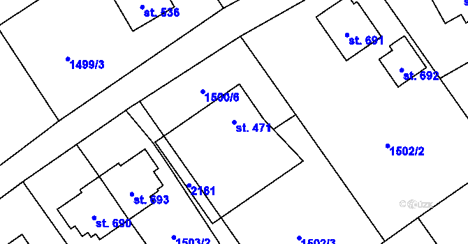 Parcela st. 471 v KÚ Metylovice, Katastrální mapa