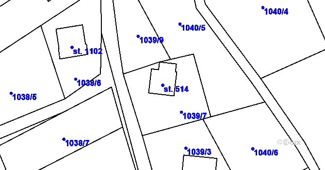Parcela st. 514 v KÚ Metylovice, Katastrální mapa