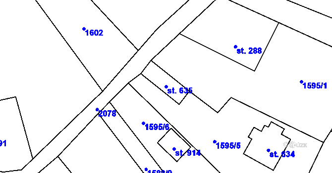 Parcela st. 635 v KÚ Metylovice, Katastrální mapa