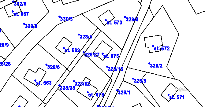 Parcela st. 675 v KÚ Metylovice, Katastrální mapa
