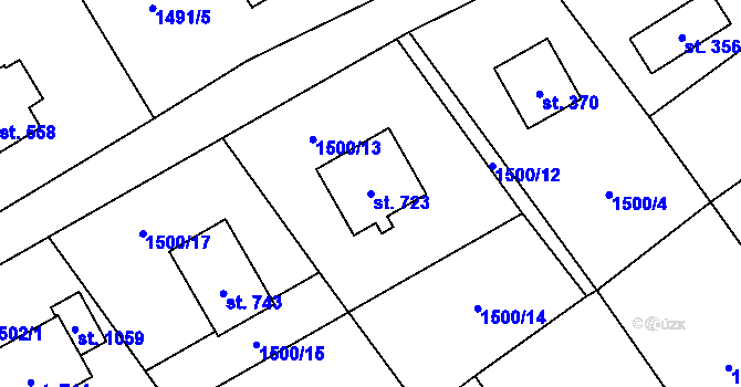 Parcela st. 723 v KÚ Metylovice, Katastrální mapa