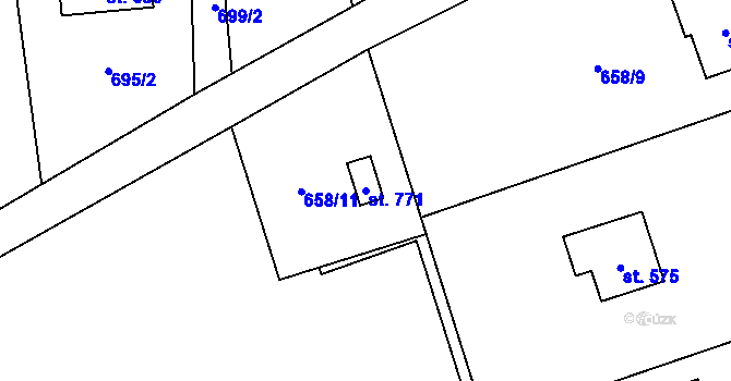 Parcela st. 771 v KÚ Metylovice, Katastrální mapa
