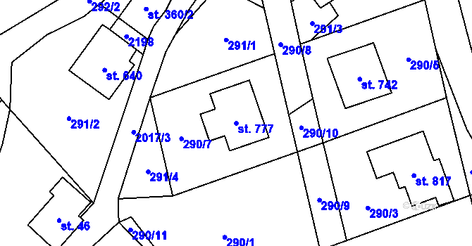 Parcela st. 777 v KÚ Metylovice, Katastrální mapa