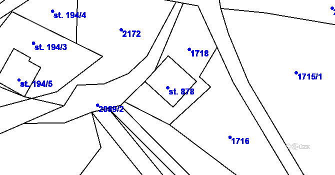 Parcela st. 878 v KÚ Metylovice, Katastrální mapa