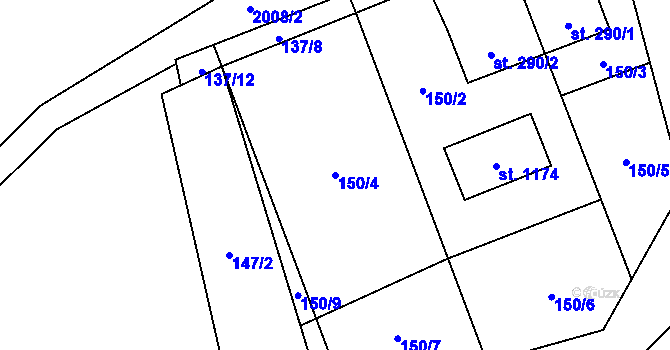 Parcela st. 150/4 v KÚ Metylovice, Katastrální mapa