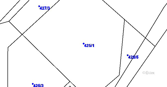 Parcela st. 425/1 v KÚ Metylovice, Katastrální mapa