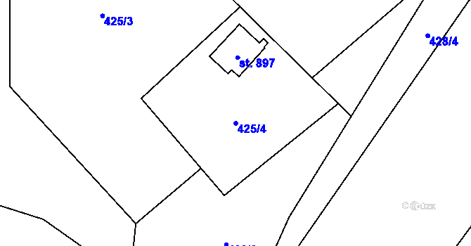 Parcela st. 425/4 v KÚ Metylovice, Katastrální mapa