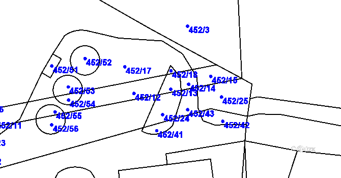 Parcela st. 452/13 v KÚ Metylovice, Katastrální mapa