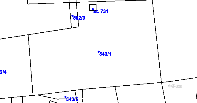 Parcela st. 543/1 v KÚ Metylovice, Katastrální mapa