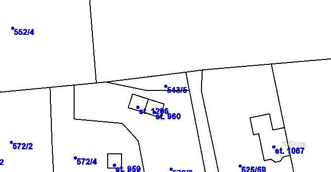 Parcela st. 543/5 v KÚ Metylovice, Katastrální mapa