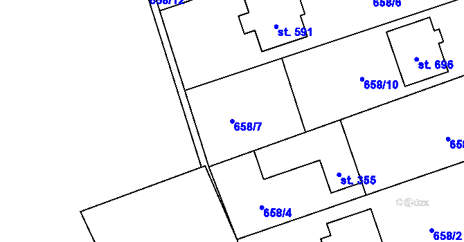 Parcela st. 658/7 v KÚ Metylovice, Katastrální mapa