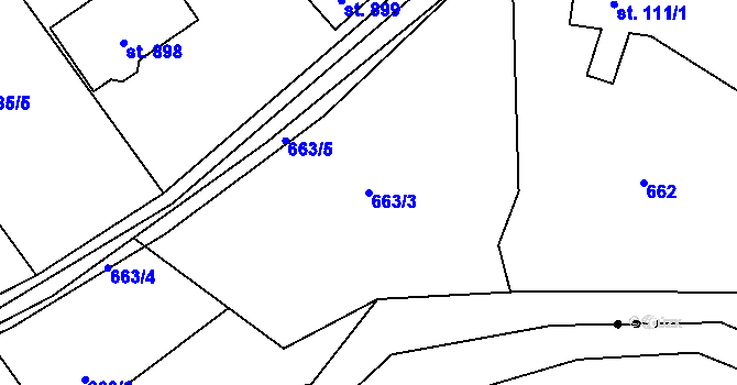 Parcela st. 663/3 v KÚ Metylovice, Katastrální mapa