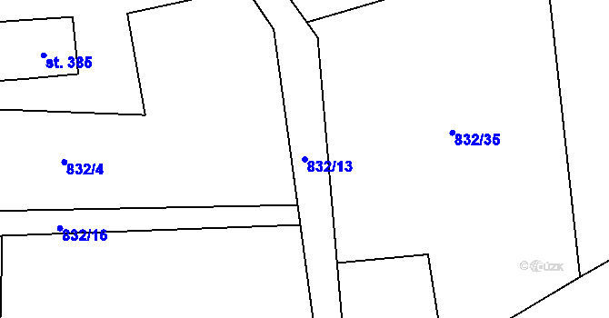 Parcela st. 832/13 v KÚ Metylovice, Katastrální mapa