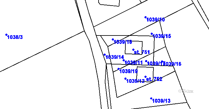 Parcela st. 1039/14 v KÚ Metylovice, Katastrální mapa