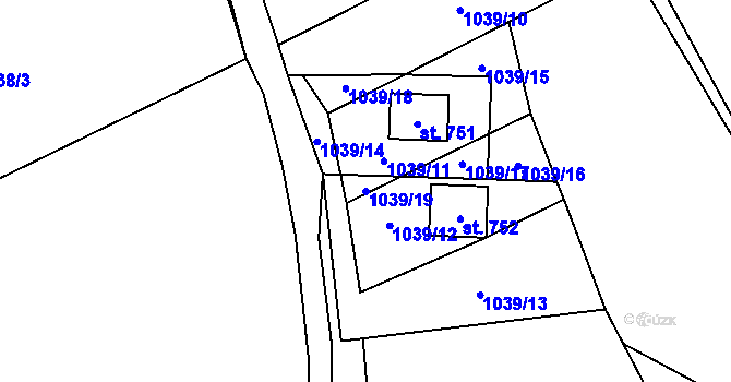 Parcela st. 1039/19 v KÚ Metylovice, Katastrální mapa