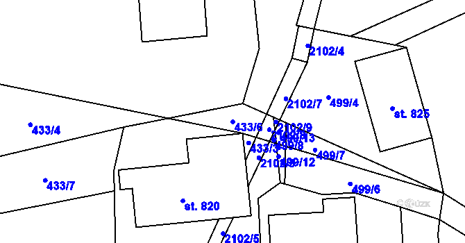 Parcela st. 433/6 v KÚ Metylovice, Katastrální mapa