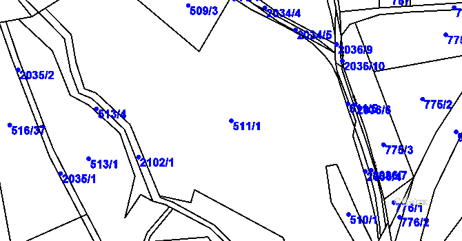 Parcela st. 511/1 v KÚ Metylovice, Katastrální mapa