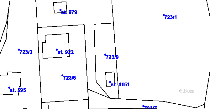 Parcela st. 723/9 v KÚ Metylovice, Katastrální mapa