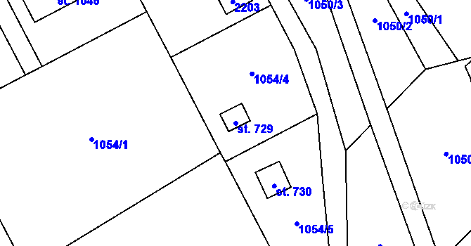 Parcela st. 729 v KÚ Metylovice, Katastrální mapa