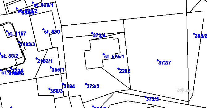Parcela st. 525/1 v KÚ Metylovice, Katastrální mapa