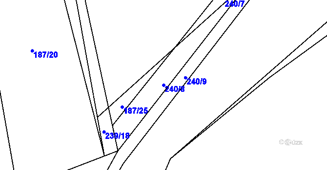 Parcela st. 240/8 v KÚ Metylovice, Katastrální mapa