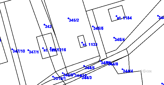 Parcela st. 1133 v KÚ Metylovice, Katastrální mapa