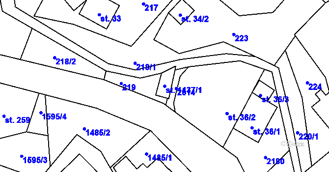 Parcela st. 1137/1 v KÚ Metylovice, Katastrální mapa