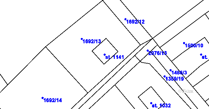 Parcela st. 1141 v KÚ Metylovice, Katastrální mapa