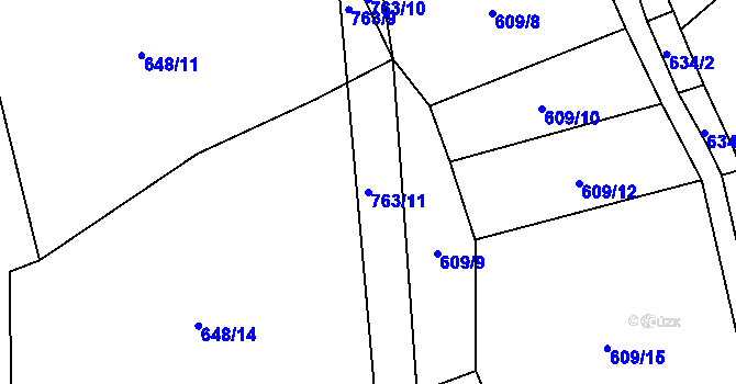 Parcela st. 763/11 v KÚ Mezholezy u Černíkova, Katastrální mapa