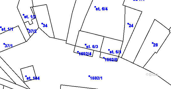 Parcela st. 6/3 v KÚ Mezholezy u Horšovského Týna, Katastrální mapa