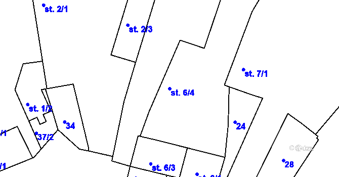 Parcela st. 6/4 v KÚ Mezholezy u Horšovského Týna, Katastrální mapa