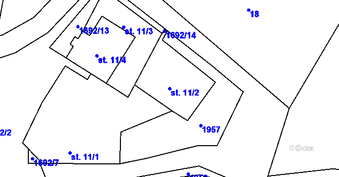 Parcela st. 11/2 v KÚ Mezholezy u Horšovského Týna, Katastrální mapa