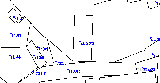 Parcela st. 20/2 v KÚ Mezholezy u Horšovského Týna, Katastrální mapa