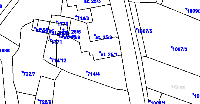 Parcela st. 25/1 v KÚ Mezholezy u Horšovského Týna, Katastrální mapa